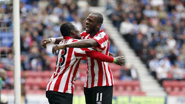 Asamoah Gyan and Darren Bent at Sunderland